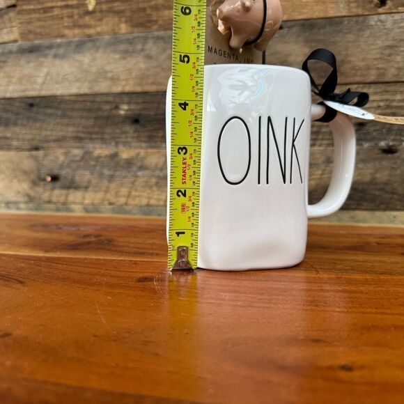 Rae Dunn OINK mug with ceramic pig mug charm 12 OZ NEW - Picture 7 of 9